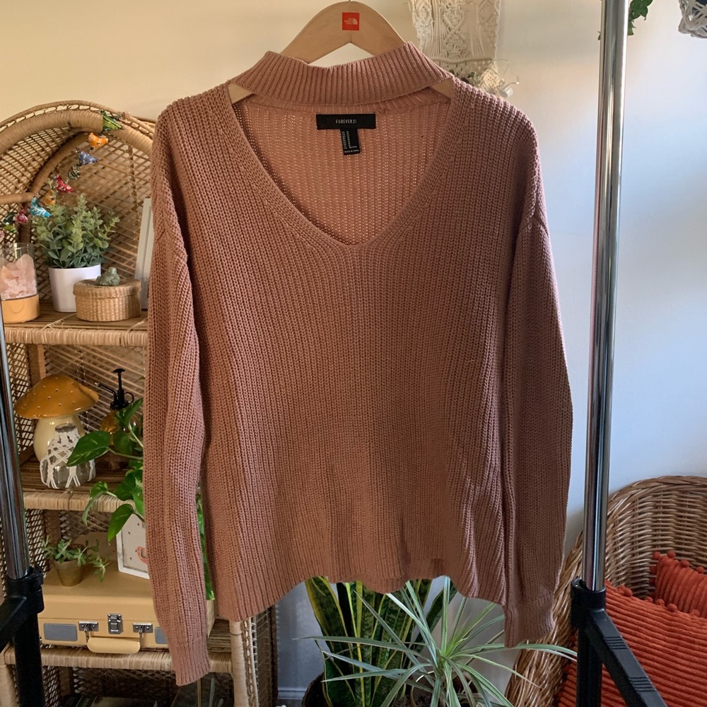 Pink keyhole sweater